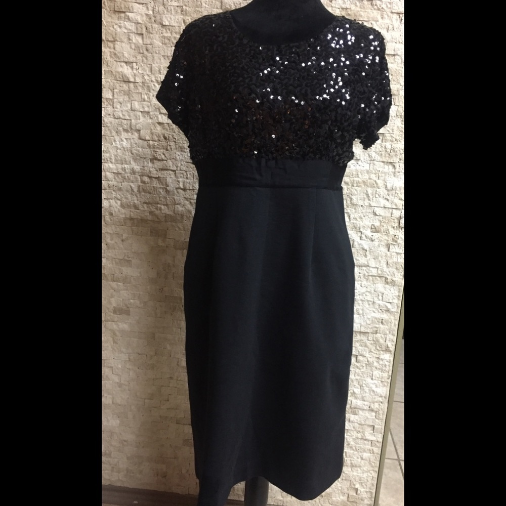 DKNY Black Sequin Bodice Cocktail Dress